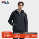 FILA 斐樂(lè )官方男裝羽絨服冬季新款時(shí)尚休閑基礎連帽防水防濕外套 正黑色-BK 175/96A/L