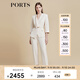 PORTS寶姿商場(chǎng)同款春夏新款女裝淺亞麻金腰帶造型西裝LD8J056PWQ073 亞麻淺金 M (6)