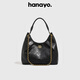 hanayo品牌新款輕奢包包女包休閑復古托特水桶包鏈條腋下通勤手提單肩包  黑色