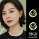 耳釘2025新款祖母綠鑲鉆925銀高級氣質(zhì)碧玉耳環(huán)翡翠綠寶石耳飾女 【耳釘】金色款