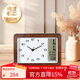 漢時(shí)（Hense）創(chuàng  )意復古臺鐘萬(wàn)年歷桌面時(shí)鐘客廳座鐘電視柜坐鐘擺件家用鐘表HD76 胡桃木+電波機芯(20.5*27)cm