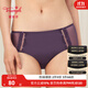 黛安芬/Triumph風(fēng)格魅力內褲女舒適透氣蕾絲中腰平角褲87R2411 黑加侖紫-FH 1條 XL