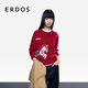 ERDOS【生肖系列】25秋冬圓領(lǐng)裝飾提花多巴胺紅色上衣女套衫羊絨衫 中世紀紅 L 170/88A