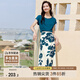 尚都比拉短袖t恤印花半裙套裝時(shí)尚洋氣兩件套氣質(zhì)型夏季女裝 藍配花色 L 