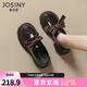 卓詩(shī)尼粗跟小皮鞋女2025年秋季新款蝴蝶結單鞋復古配裙子jk厚底樂(lè )福鞋女 棕色 37