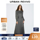 UR2025秋季新款女裝潮流假兩件綁帶收腰連衣裙UWJ750082 冷灰 (偏長(cháng)) S