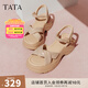 他她（TATA）涼鞋女鞋2025秋季新款休閑厚底法式氣質(zhì)時(shí)裝涼鞋女 杏色 36