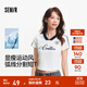森馬（Semir）涼感T|短袖T恤女短款撞色V領(lǐng)夏季2025新款字母修身上衣運動(dòng)風(fēng) 本白10102 L