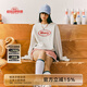 Mmlg圓領(lǐng)衛(wèi)衣女2025年秋季新款寬松百搭潮牌印花韓系短款休閑上衣服 淺花灰 S
