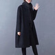 TUM!大碼毛呢外套圓領(lǐng)寬松繭型呢子大衣女加棉加厚中長(cháng)款秋冬文藝風(fēng) 黑色單里襯 黑色單里襯 XL 體重120-135斤