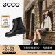 愛步（ECCO）靴子女 黑色厚底增高中筒套筒牛皮女靴 蹤跡220743 黑色22074301001 38