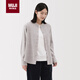 MUJI女式法蘭絨立領(lǐng)長(cháng)袖罩衫女士格子襯衫襯衣女裝冬季 米色格紋 S