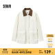 森馬（Semir）外套女中長(zhǎng)款拼色燈芯絨翻領(lǐng)復(fù)古2024新款秋刺繡寬松夾克時(shí)尚 咖白色調(diào)00351 M