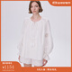 Fabrique【劉亦菲同款】鏤空繡襯衫短褲套裝女新款度假風(fēng)蕾絲套裝 白 S （S/P）