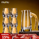 MUMU高檔24K金箔白酒杯套裝帶刻度分酒器酒具禮盒喬遷禮物送長(cháng)輩父親 【金箔款】1壺6杯