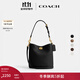 蔻馳（COACH）新款女士WILLOW 19號柔軟水桶包純色真皮斜挎包女包 B4/黑色