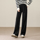 逸陽(yáng)（ESE-Y）冬季加絨直筒褲女2025厚款高腰休閑白色窄版闊腿褲 黑色 28