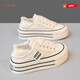 喜事近小眾帆布鞋女半拖春秋外穿2025新款厚底增高休閑鞋初高中學(xué)生板鞋 米色 39