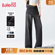 班尼路牛仔褲女裝秋冬新款高腰修身長褲子女士百搭休閑風(fēng)簡約直筒闊腿褲 黑 -直筒版型 XL