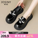 卓詩(shī)尼厚底樂(lè)福鞋女2025新款秋季蝴蝶結(jié)一腳蹬增高單鞋英倫風(fēng)黑色小皮鞋 黑色 36