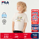 FILA斐樂(lè )兒童童裝上衣2025年秋季新款男小童純棉舒適寬松短袖T恤 香草灰-GY 120