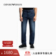 EMPORIO ARMANI/阿瑪尼官方旗艦新款男士中腰直筒復古純棉水洗牛仔褲秋冬 【中腰直筒微彈拉鏈門(mén)襟】中藍色 30 (推薦：130-140斤褲長(cháng)偏長(cháng))