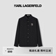 Karl Lagerfeld長袖翻領(lǐng)襯衫男裝舒適日常休閑單排扣上衣老佛爺1K1B50502681 黑色 M (48)
