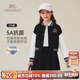 英氏（YEEHOO）女童套裝兒童棒球服裙子兩件裝中大童裝休閑學(xué)院風(fēng)秋裝 黑色 150