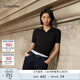 Calvin KleinJeans25春夏女士休閑ck刺繡V字領(lǐng)修身重磅短袖T恤POLO衫47AB205