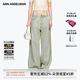 ANN ANDELMAN【王敬軒同款】闊腿彎刀褲休閑褲閃鉆珍珠做舊牛仔褲 淺黃色 24