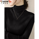 啄木鳥(niǎo)（TUCANO）毛衫堆堆領(lǐng)針織衫女2025秋冬新款修身加厚保暖毛衣內搭打底衫女 黑色 一件過(guò)冬 加厚 M 80-100