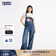 TOMMY JEANS【美式復(fù)古】秋冬女純棉經(jīng)典潮流拼色大口袋牛仔背帶褲 牛仔藍1A5 S