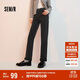 森馬（Semir）森柔牛仔|牛仔褲女毛邊小直筒褲2024冬季抓毛九分褲109724124004