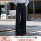 香影藏青色闊腿牛仔褲女2025秋季新款高腰直筒顯瘦天絲棉休閑褲子 藏青 S 155/60A/85-95斤