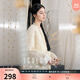 三彩【皎皎玉蘭】2025秋季新款歐根紗繡花外套盤(pán)扣寬松上衣C 杏色花卉 S 155/80A