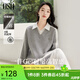 歐莎（OSA）灰色假兩件針織衫2025年秋季新款女襯衫領(lǐng)毛衣高級感內搭上衣氣質(zhì) 灰色 XL