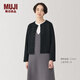 無(wú)印良品（MUJI）女式 雙層編織開(kāi)衫女外套女裝上衣針織衫外衣秋季 黑色 S 155/80A