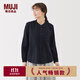 無(wú)印良品（MUJI） 女式 棉紗 長(cháng)袖罩衫 女士襯衫襯衣內搭女裝25年秋季上衣BC2O7A5A 深藏青色 L （165/88A）