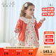 戴維貝拉（DAVE＆BELLA）兒童連衣裙2025秋裝新款小童公主裙女寶寶碎花裙甜美女童裙子童裙 山茶花印花【現貨】 90 cm（建議身高80-90cm）