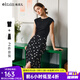 Olrain歐芮兒黑色波點(diǎn)法式風(fēng)半裙套裝2025夏季新款修身顯瘦兩件套 黑色 M