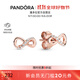 潘多拉（PANDORA）閃亮永恒符號耳釘玫瑰金色精致小巧高級生日禮物送女友