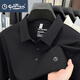 金利來(lái)（Goldlion）桑蠶絲長(cháng)袖衫男2025秋季新款POLO商務(wù)休閑男士翻領(lǐng)長(cháng)袖t恤男裝 黑色 XL 建議145-160斤