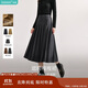 茵曼 格雷系百褶半身裙秋季女裝經(jīng)典A字寬松遮胯顯瘦長(zhǎng)裙 貴族灰 XL 