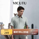 威可多（VICUTU）男士潮流商務(wù)短袖襯衫通勤百搭純色襯衣豆綠灰180/100B