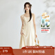 茵曼（INMAN）中式國風(fēng)盤(pán)扣女裝吊帶背心連衣裙2025夏季新品文藝高級氣質(zhì)A字裙 米杏色 M