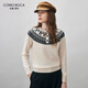 科蒙博卡2025秋冬費爾島羊毛衫女針織衫圓領(lǐng)加厚毛衣 奶油色 M