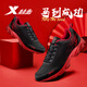 特步本命年男鞋運動(dòng)鞋冬季官方正品鞋子男士黑紅跑步鞋減震輕便旅游鞋 黑【四季網(wǎng)面】 42