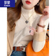 羅蒙（ROMON）針織衫毛衣女加絨保暖秋冬季2025新款內搭加厚半高領(lǐng)一體絨打底衫 燕麥色 S 80-95斤