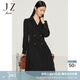 玖姿（JUZUI）西裝領(lǐng)連衣裙女裝秋款職業(yè)通勤OL風(fēng)泡泡袖雪紡裙子 素黑 S