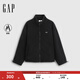 GAP女裝2025秋季新款刺繡logo搖粒絨寬松拉鏈立領(lǐng)外套保暖829622 黑色 L (170/92A) 亞洲尺碼